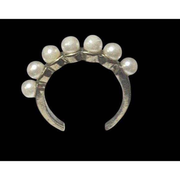 Vintage Coquette Glam Single Row Faux Pearl Ring Size 6 - Picture 12 of 14